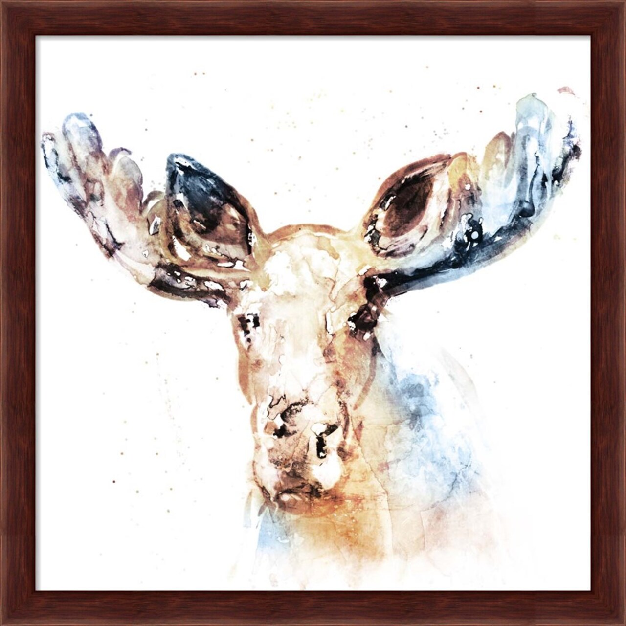 Watercolour Moose by Edward Selkirk 13" x 13" Framed Wall Art